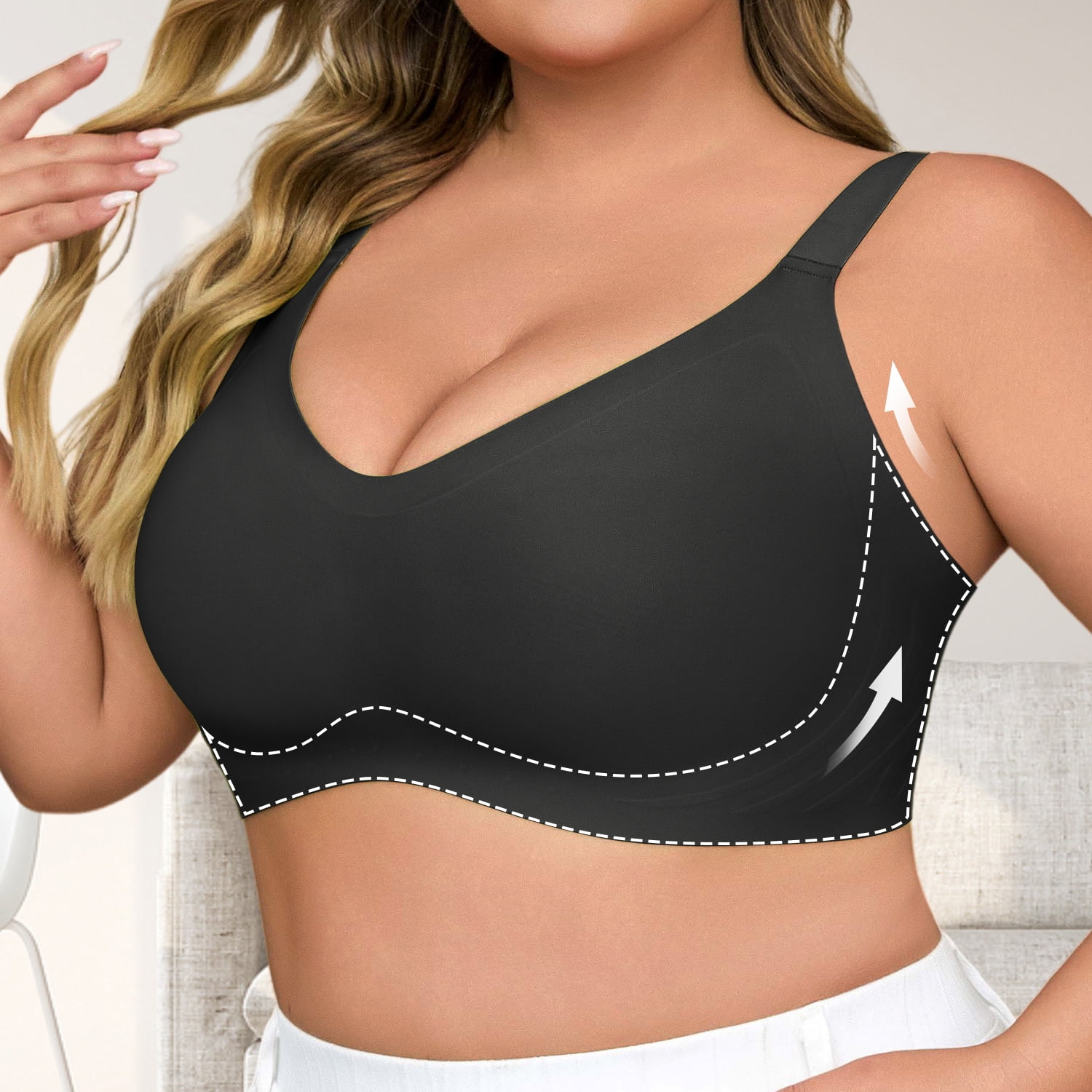 USEASY Wireless Bras for Women Plus Size Full Coverage Push Up Bra Comfort Seamless Bras No Underwire Everyday Bra