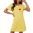 thumbnail image 1 of Camisón corto de San Valentín para mujer, talla grande, estampado en el pecho, cuello redondo, manga corta, 1 of 3