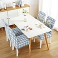 thumbnail image 2 of Large Fall Blue Dining Room Chair Cover Set of 4, Stretch Spandex Parsons Chair Cover, Farmhouse Thanksgiving Buffalo Plaid Decorations Kitchen Chair Seat Cover Protector (Blue Pumpkin, 4 Pack), 2 of 6