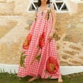 thumbnail image 2 of LISTHA Women Y2k Gingham Dresses Sleeveless Ruched Strappy Plaid Maxi Dress Tiered Flowy Long Sundress Hot Pink S, 2 of 3