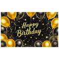 thumbnail image 2 of Black Gold Balloon Themed Happy Birthday Banner Backdrop Decoration Party Supplies for Birthday Party Photography Props Decor Background Celebrations, 2 of 7