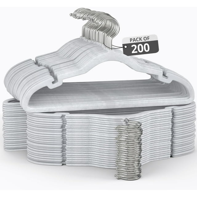 Cintres en Velours, Lot de 200, Noirgrisivoire, Antidérapants