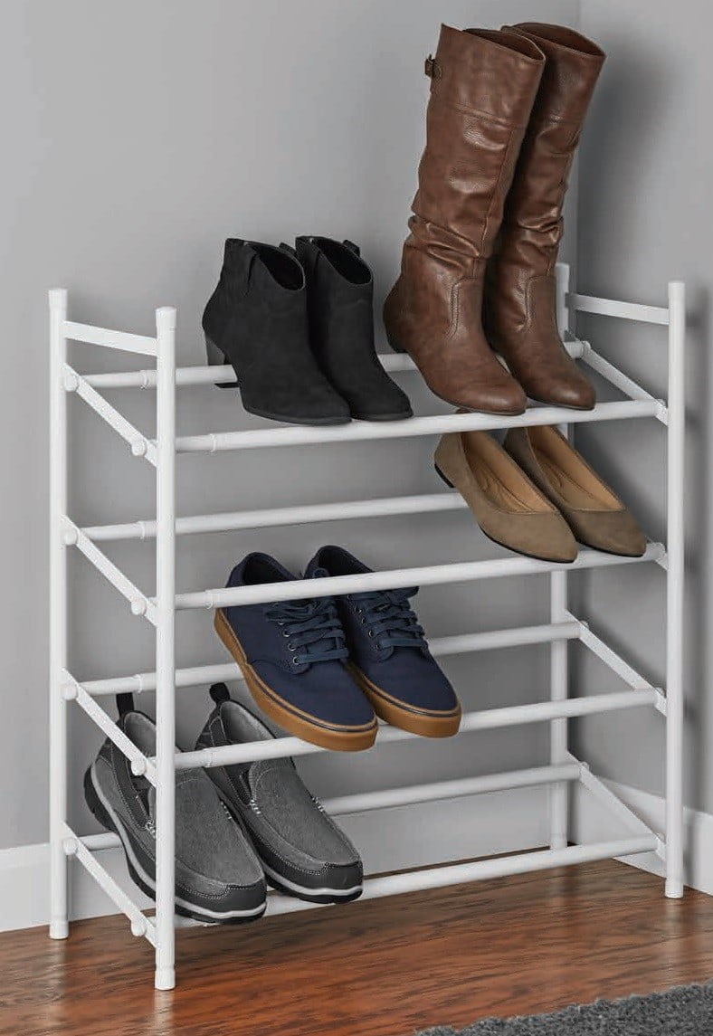 stackable shoe racks at walmart on Mainstays 4 Tier Shoe Rack Ms White Walmart Com Walmart Com