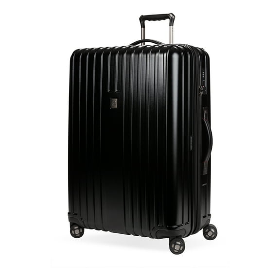 SWISSGEAR Ridge Large Checked Hardside Expandable Luggage with 8 360 Spinner Wheels, TSA Lock, Black