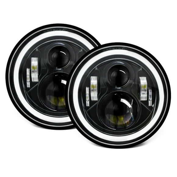 2Pcs 7 inch Car Motorcycle LED Headlight with DRL/Turn Signal/Low Beam/High Beam 7'' H4 Round LED Headlight IP67 Waterproof