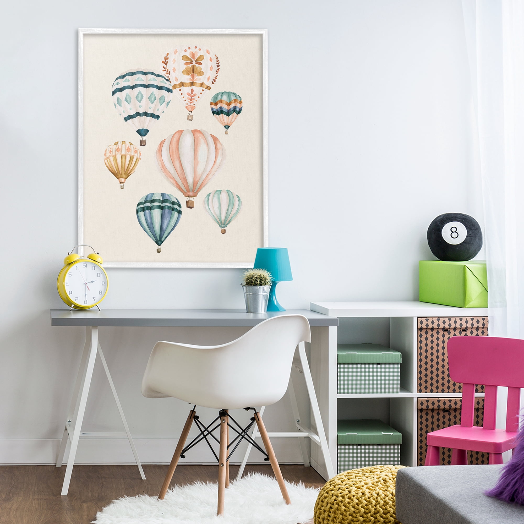 Stupell Industries Wanderlust Hot Air Balloons White Framed Giclee Art, design by Bethany Sandoval
