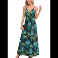 thumbnail image 1 of Vestido de Verano 2025 para Mujer, con Estampado Floral, Lazo Frontal, Tirantes Finos, Informal, Bohemio, , Suelto, Verde, Talla XXL, 1 of 6