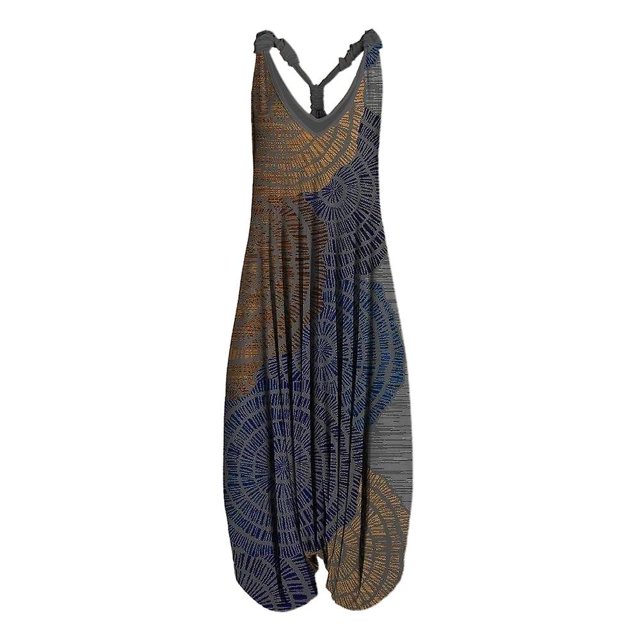 Mujeres Vintage Harem mono todo en uno Hippie mono holgado general verano playa mameluco de talla grande ShuxiuWang 8390613502476