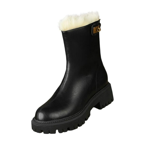 Botas De Invierno Para Mujer Botines Con Cierre De Cremallera Casual Zapatos Antideslizantes 38 Negro Sunnimix botas de nieve