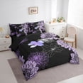 thumbnail image 3 of jejeloiu Purple Flower Blossom 7-Piece Twin Bedding Sets,Retro Floral Pattern Bedding Comforter Set,Minimalist Aesthetic Artwork Sheet Sets For Girls,Breathable Home Decor Reversible, 3 of 8