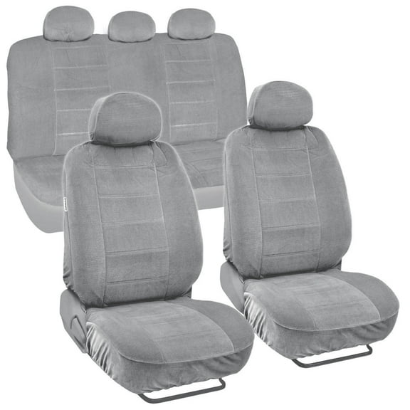 BDK Encore Dotted Cloth Car Seat Covers, Front and Rear Full Set, Low Back, 9 Pieces