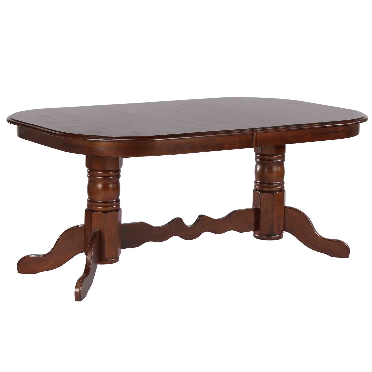 HomeStock Art Deco Dreams 96" Oval Double Pedestal Butterfly Extendable Dining Table , Chestnut Brown , Seats 10