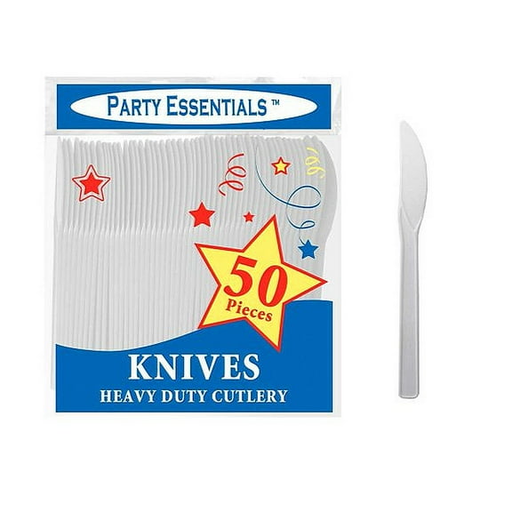 1 - Party Essentials White Medium Weight Plastic Knives – 50 Ct.