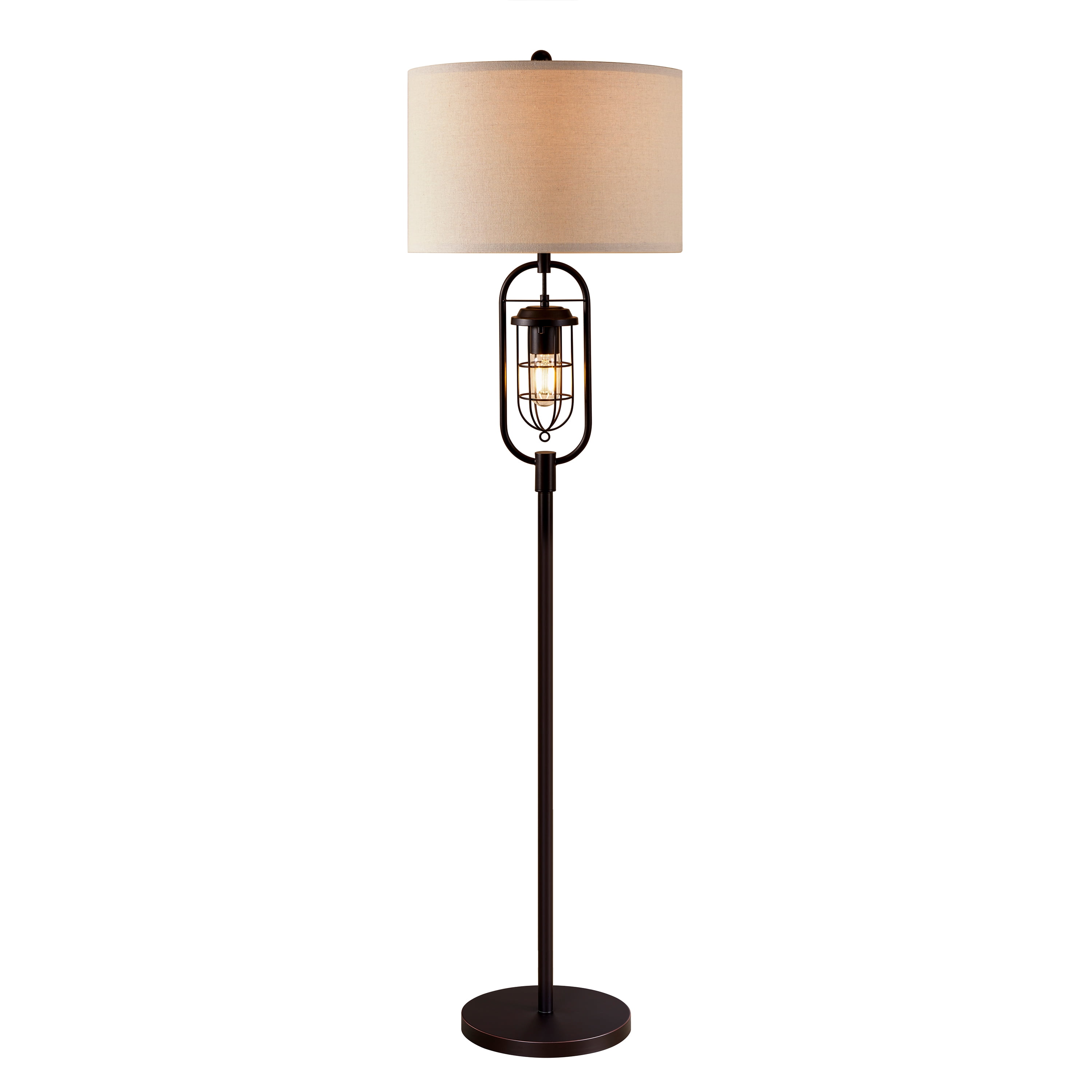 KAWOTI Industrial Floor Lamp with Night Light, 62.5'' Standing Farmhouse Floor Lamps for Bedroom for Living Room Oil Rubbed Bronze Finish
