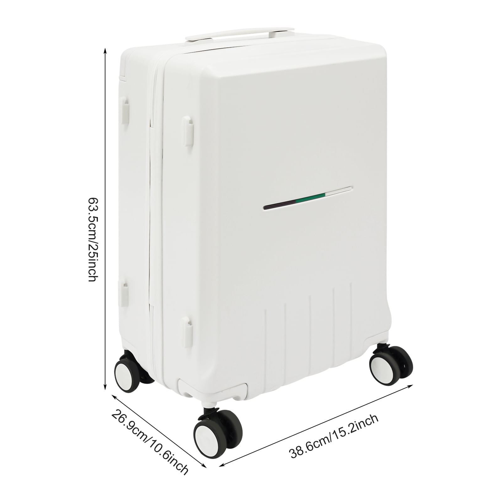 White Wide Handle 24 inch Luggage with Spinner Wheels,Aluminum Frame All-PC Hard Shell Medium Suitcase,Trunk Wide Handle Luggage for Travel,TSA Lock Airline Approved Luggage Checked-Medium