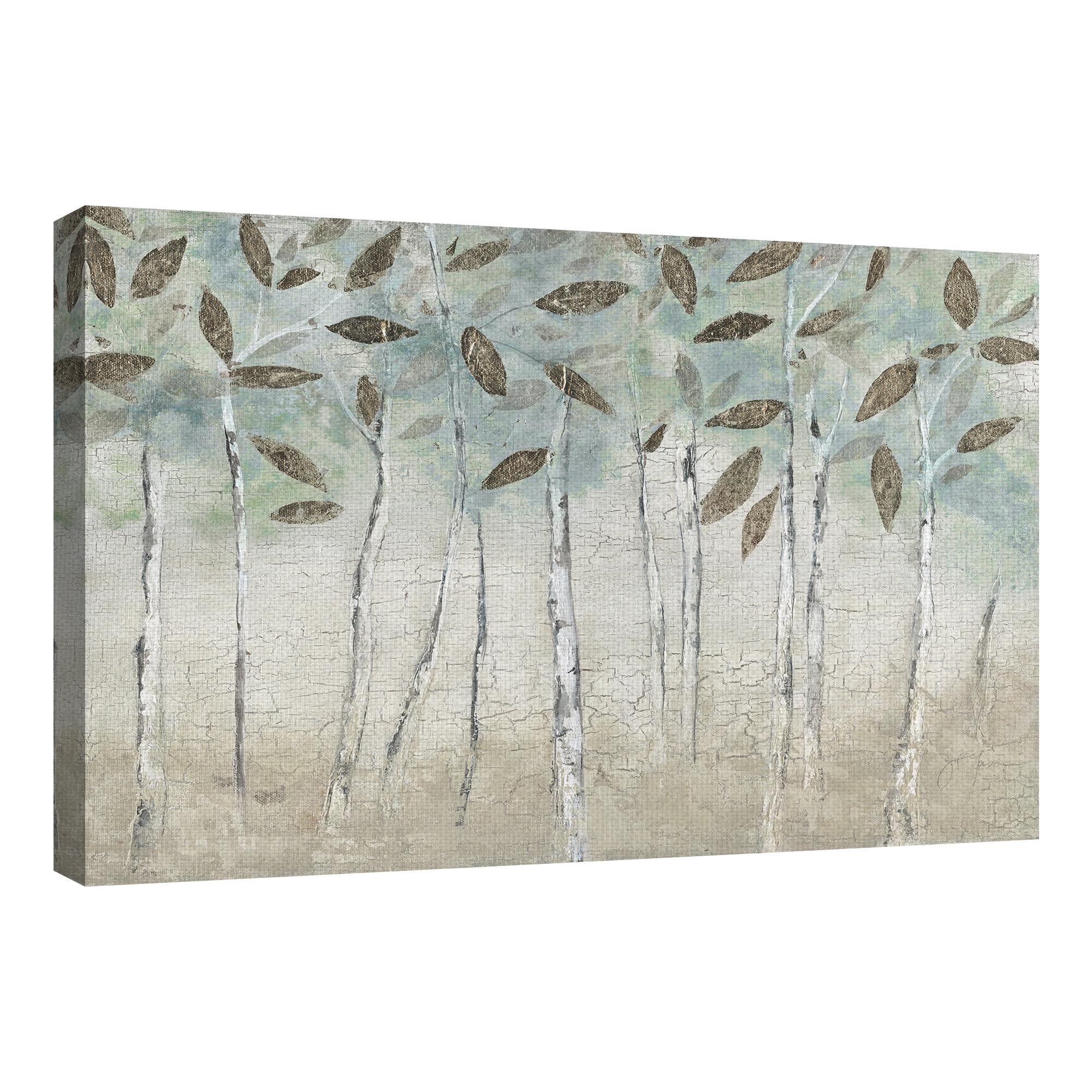 Masterpiece Art Gallery Rain Soft Woods Tree Trunks & Leaves by Galaxy of Graphics Canvas Art Print 24" x 36"