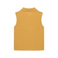thumbnail image 4 of CAICJ98 Girls Cotton Linen Shirts Sleeveless Collared Tops Oversized Button Up Work Shirts Casual Summer Blouses (Yellow,9-10 Years), 4 of 6