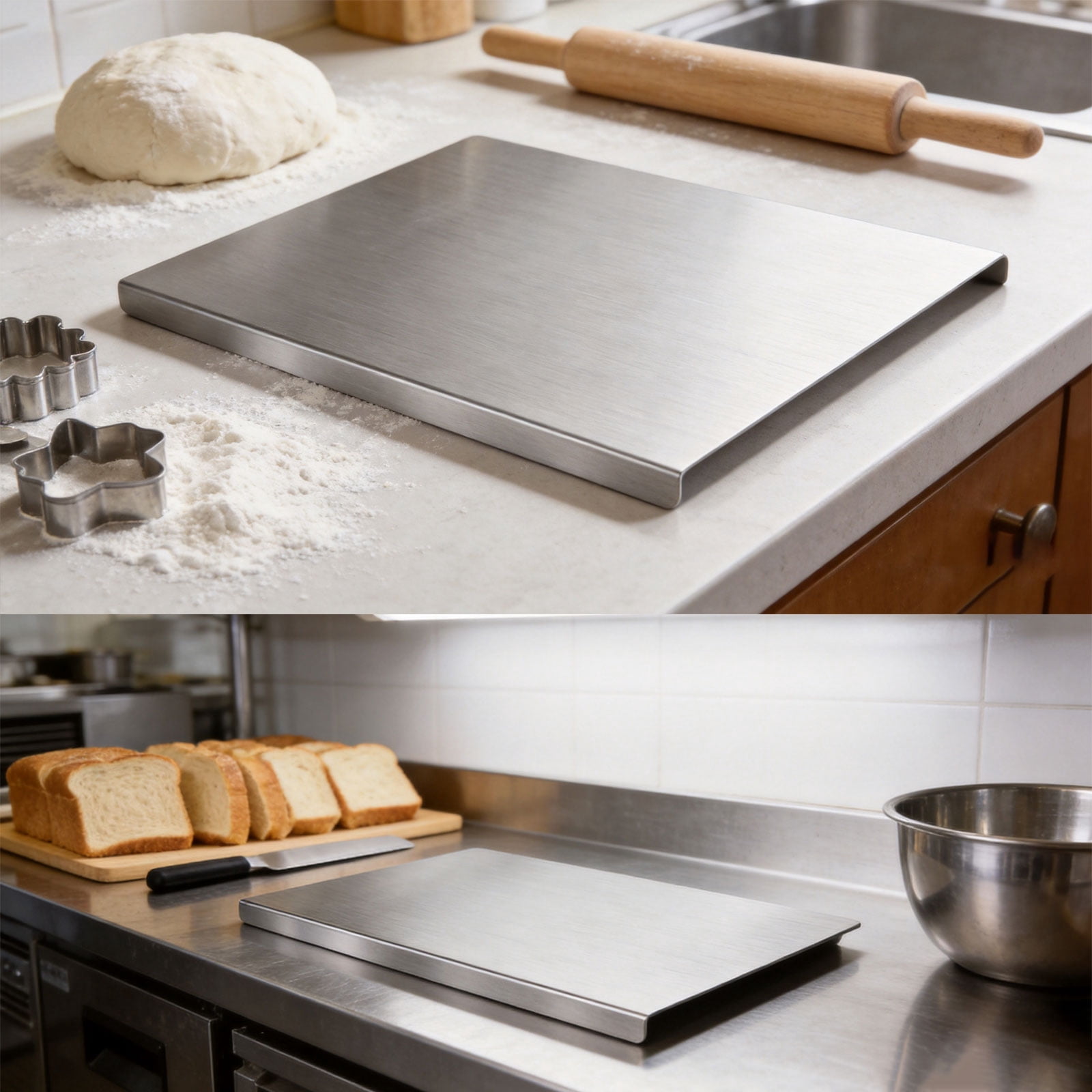 Single Stainless Steel Cutting Board Food Prep Stainless Steel Cutting Board With Lip Stainless Steel Chopping Board Thickened Kitchen Cutting Board Double Sided Non Slip Metal Prep Board
