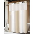 thumbnail image 4 of Beige White Ombre No Hook Shower Curtain Waterproof,Bathroom Curtains with Snap in Liners and See Through Top Window,Country Minimalist Abstract Gradient Hotel Style Bathtub Curtains Shower 72"Wx96"L, 4 of 8
