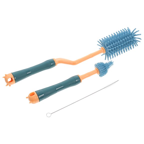 FONDOTIN Blue Silicone Baby Bottle Brush for Cleaning with Flexible Bristles and Comfortable ° Rotation 1 Set