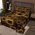 thumbnail image 2 of YST Geometry Yellow Black Kids Coverlet Set,Geometric Grid Lines Bedspread Set Queen Size For Boys Girls Room Decor,Square Quilt Set Gradient Cubes Modern Bedding Set, 2 of 3