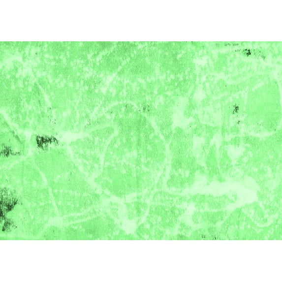 Ahgly Company Indoor Rectangle Abstract Emerald Green Modern Area Rugs, 7' x 9'