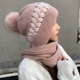 thumbnail image 2 of Bibifish Womens One Piece Scarf Hat Solid Color Integrated Windproof Hat Scarf Winter 2 In 1 Scarf Knitted Hooded Scarf For Ladies, 2 of 4
