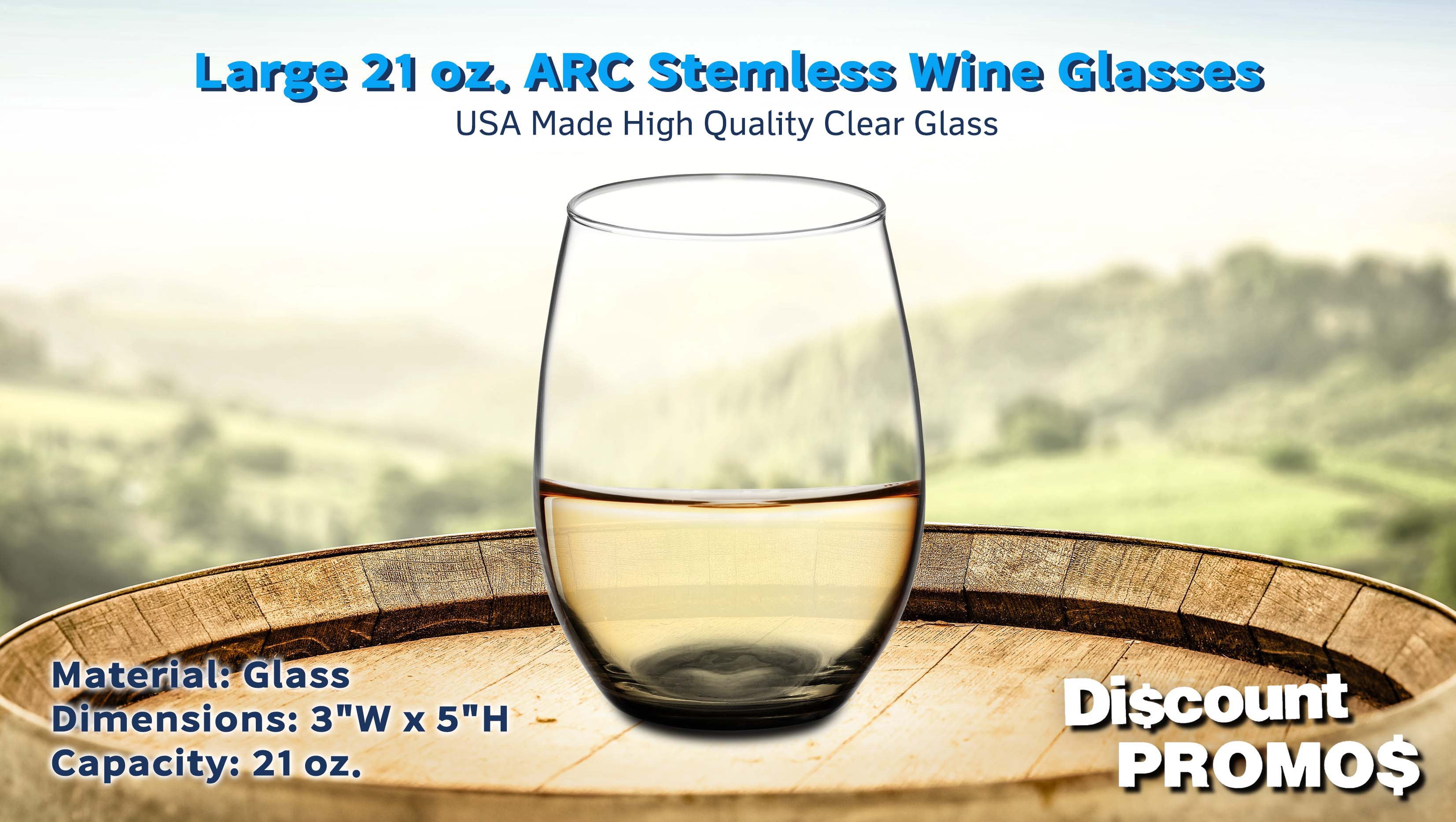 10 ARC Stemless Wine Glasses Set, 21 oz. - Chardonnay, Cabernet, Merlot, Sauvignon - Black