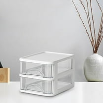 CasaChic Desktop Storage Box, Transparent Small Drawer Desk Organizer - Plastic Mini Storage with 4-Layer Compartments for Stationery & Cosmetics, Easy to Pull