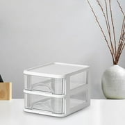 Desktop Storage Box Transparent Small Drawer Desk Mini Organizer, Stackable Plastic Stationery Box with Drawers for Cosmetics Office, Clear Multi Layer Storage Container for Study Living Room Bedroom