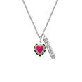 thumbnail image 2 of Delight Jewelry Silvertone Hot Pink & Silvertone Lime Green Heart with Black Ruffles Silvertone Mother Daughter Bar Charm Necklace, 23", 2 of 4