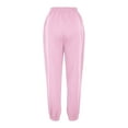 thumbnail image 3 of Women's Solid Sweatpants Drawstring Elastic Waist Solid Cuffed Pants with Pockets Pink XL, 3 of 8