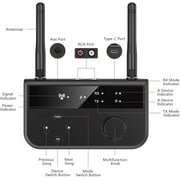 Bluetooth 5.3 Transmitter Receiver, Long Range Bluetooth Audio Adapter, Wireless Music Receiver with Dual Channel, 3.5mm Aux RCA Port, for Home Stereo, Laptop, Speakers