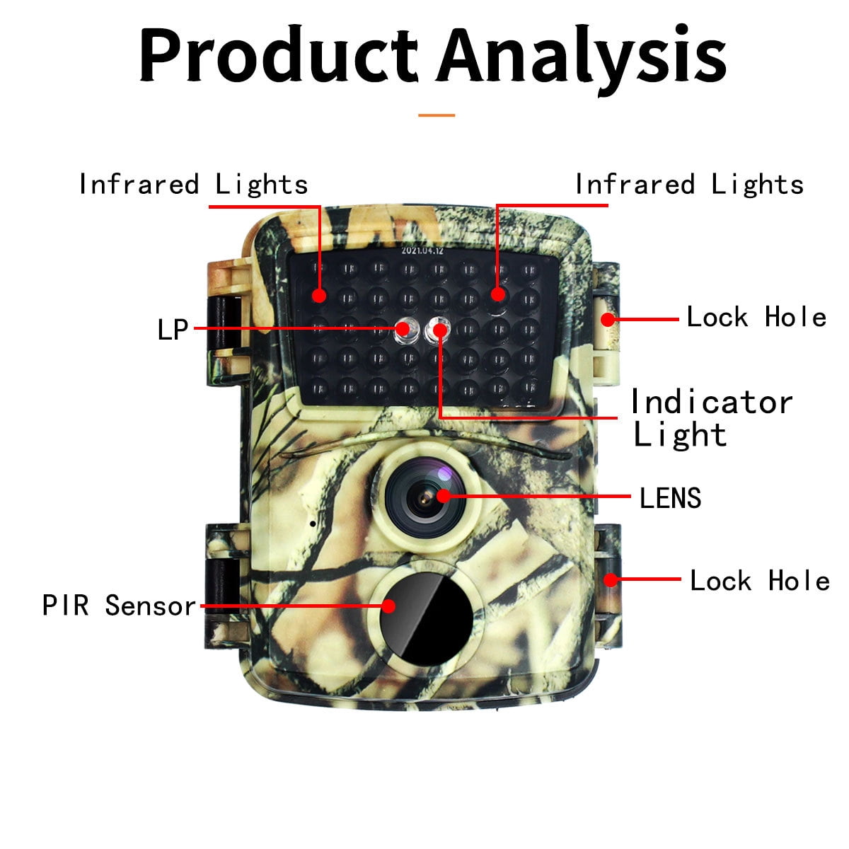 Mini Trail Camera 20MP 1080P  with Infrared Night Vision Full HD Game Camera 52° Detection Range Wide-Angle Lens with Card Reader for Outdoor Animal Monitoring, Home Security Systems, Outdoor Use