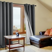 Deconovo Blackout Curtains with Silver Coating Back for Bedroom 52x63 inch Dark Gray 2 Panels