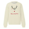 thumbnail image 4 of Aocisk Chandail à Col Rond à Manches Longues pour Femme avec Imprimé Graphique de Noël, Haut Décontracté à Motif Festif, Beige, P, 4 of 5