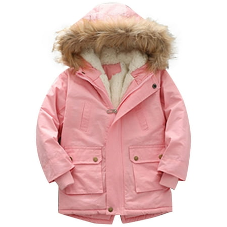 

EHTMSAK Toddler Baby Boy Girl s Thicken Faux Fur Coat Children Fall Winter Hooded Jackets Long Sleeve Zip Up Outerwear Pink 2Y-7Y 130