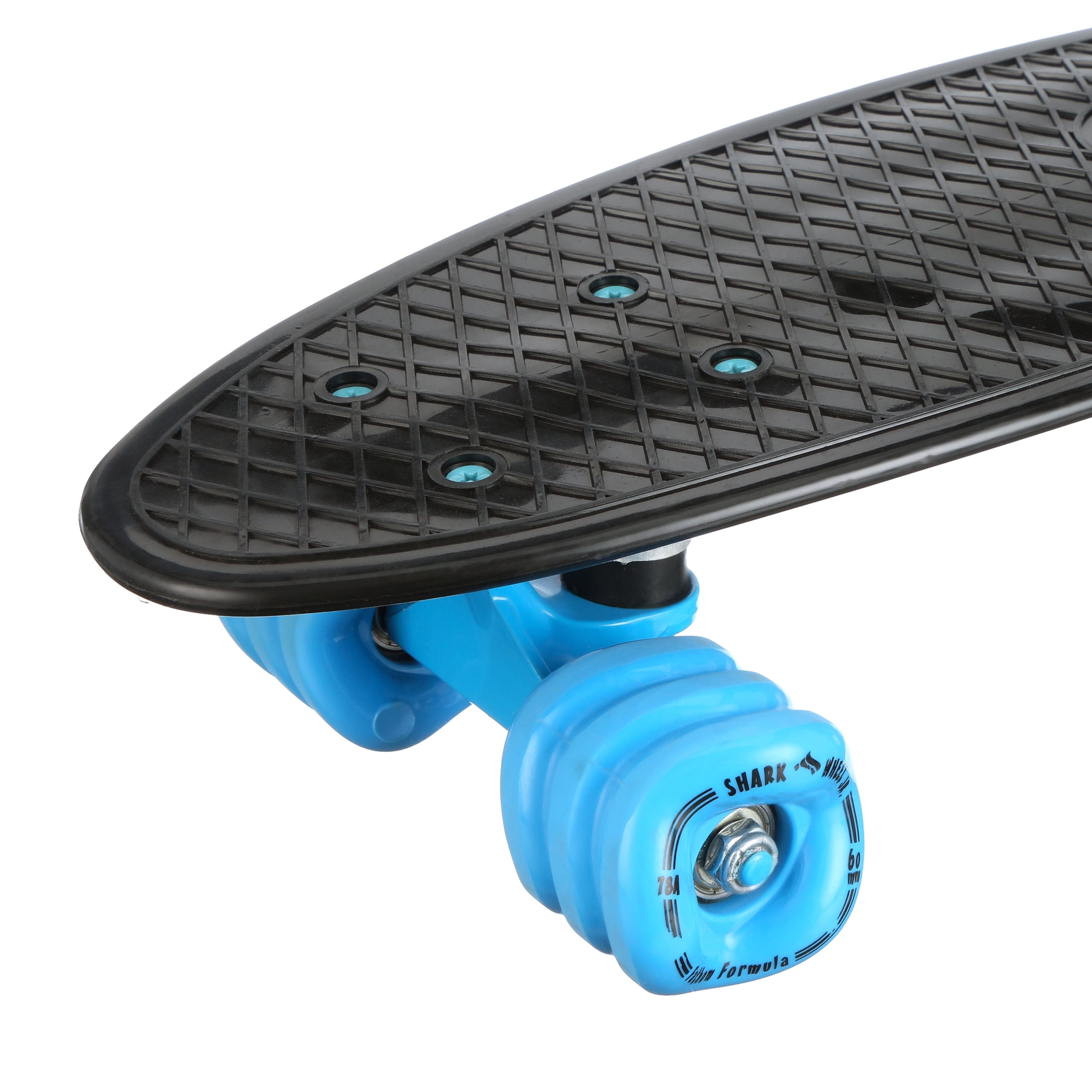 KaZAM Skateboard with Shark Wheel Black/Blue 22” Deck Smooth