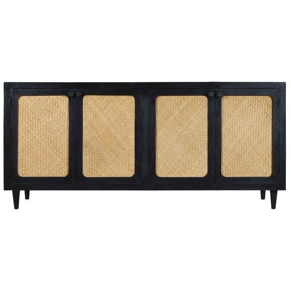 Navice 4 Woven Door Sideboard in Solid Wood with a Black Finish
