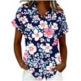 thumbnail image 2 of Mifsaly Short Sleeve Button Down Shirts for Women Lapel Collar V Neck Blouses Patriotic Hearts American Flag Print Independence Day Tops 2026 L, 2 of 6