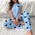 thumbnail image 4 of IWRICH Pajama Sets for Women Sleeveless and Long Pants Sleepwear Sets Crew Neck Loungewear Matching Sleepsuit Blue XL, 4 of 4