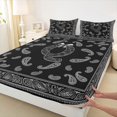 thumbnail image 4 of jejeloiu Cool Paisley King Sheets For Men Women,Bold Initial Q Bedding,Black Silver,4pcs,1 Flat Sheet, 1 Fitted Sheet and 2 Pillowcases, 4 of 6