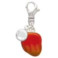 thumbnail image 2 of Delight Jewelry Silvertone 3-D Enamel Mango - Silvertone Clip on Charm with Clear Crystal Drop, 2 of 4