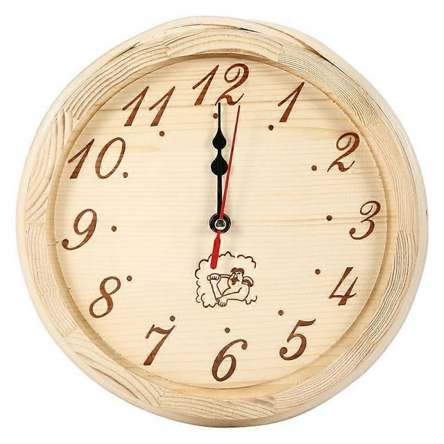 Horloge murale en bois pour sauna, diamètre 23 cm, à suspendre au mur, pour sauna, maison, bureau
