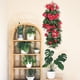 thumbnail image 4 of Flores de rosas colgantes artificiales, 4 ramos, 37.5 "de largo, pétalos de seda púrpura, hojas verdes, decoración interior y exterior para jardín, boda, patio, sala de estar, patio, 4 of 6