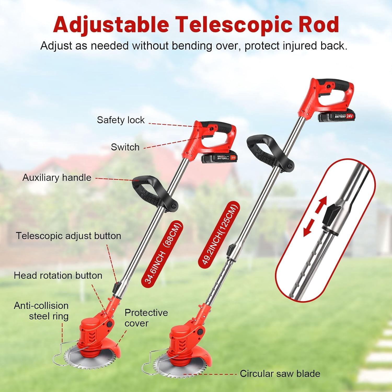 Weed Eaters Cordless, Tanbaby 3-in-1 Battery Powered, 6 inch Grass Trimmer & String Trimmer/Edger Kit for Lawn Garden Trimming