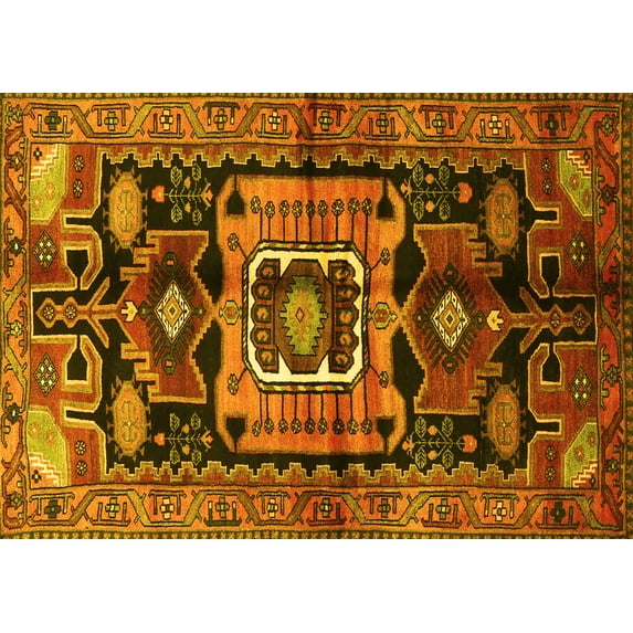 Ahgly Company Indoor Rectangle Persian Yellow Traditional Area Rugs, 5' x 7'