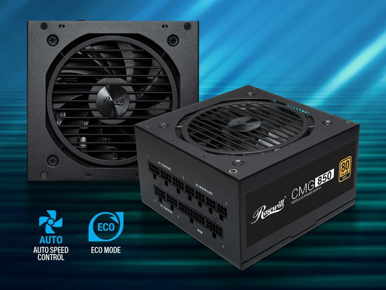 Rosewill CMG 850W 80+ Gold Full Modular, FDB Fan with Auto Speed Control, ECO Mode, Japanese Capacitors, 140mm Size, 5 Year Warranty, Power Supply - CMG850