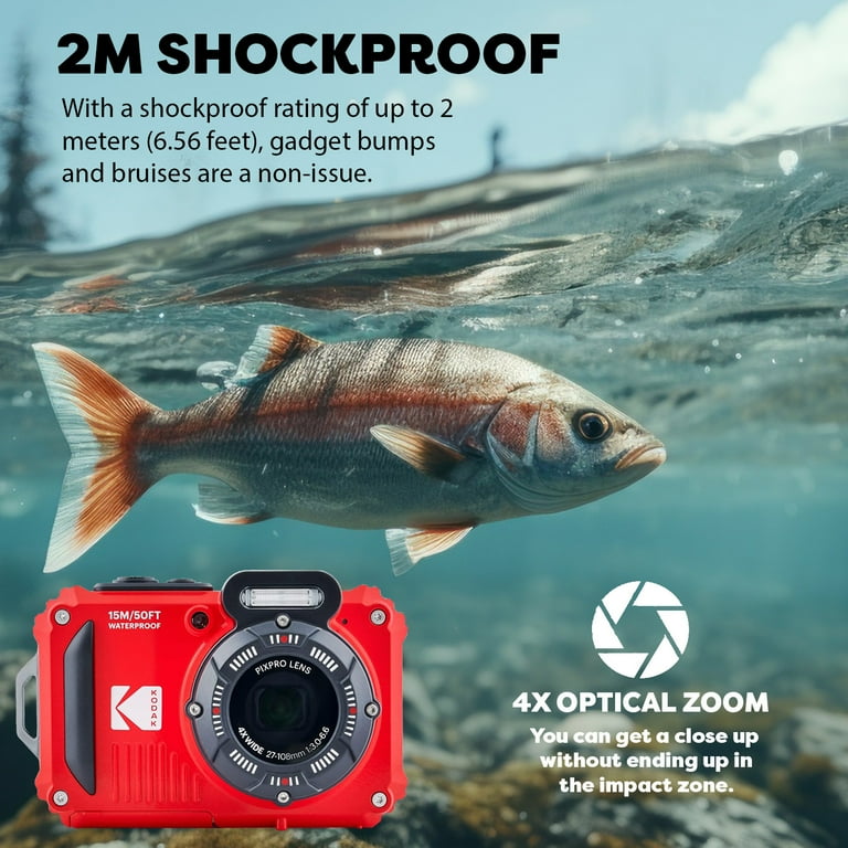 KODAK PIXPRO WPZ2 Rugged Waterproof Digital Camera, Red +