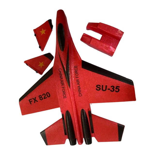 Vogacara RC Airplane 2 Canales Regalo EPP Espuma para Juegos Patio Cumpleaños Juegos de césped FX820 rojo